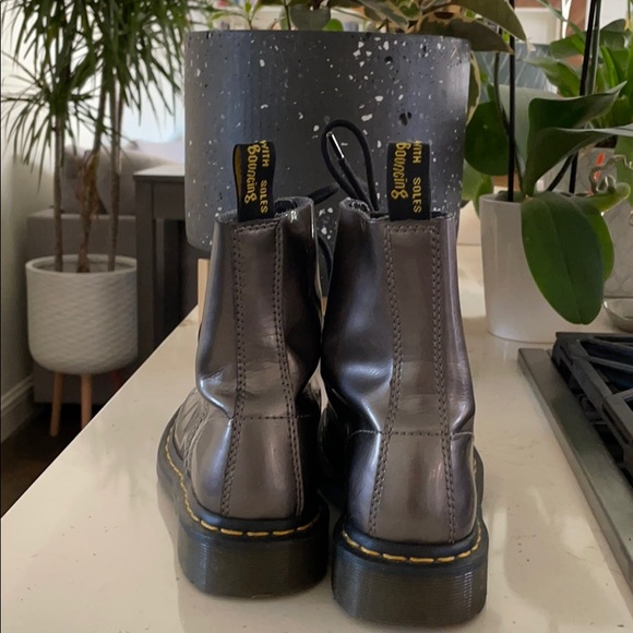 Doc Martens, size 6 US, glossy pewter gray - Picture 2 of 3